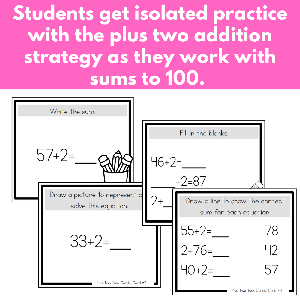 Addition Strategy Task Cards: Plus Two (Sums to 100) SECOND GRADE Shelley Gray Teaching Addition Strategy Task Cards: Plus Two (Sums to 100) SECOND GRADE Shelley Gray Teaching
