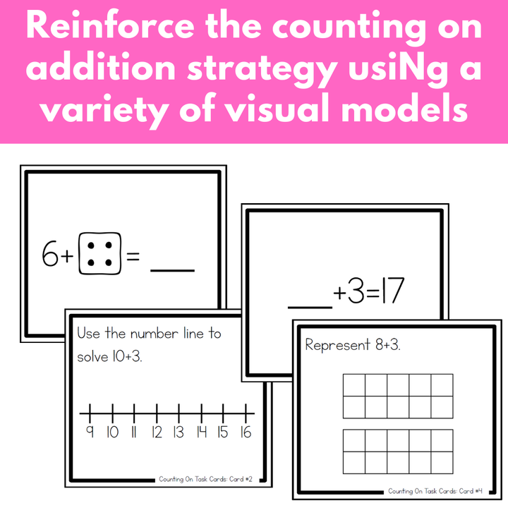 Addition Strategy Task Cards: Counting On (Sums to 20) FIRST GRADE