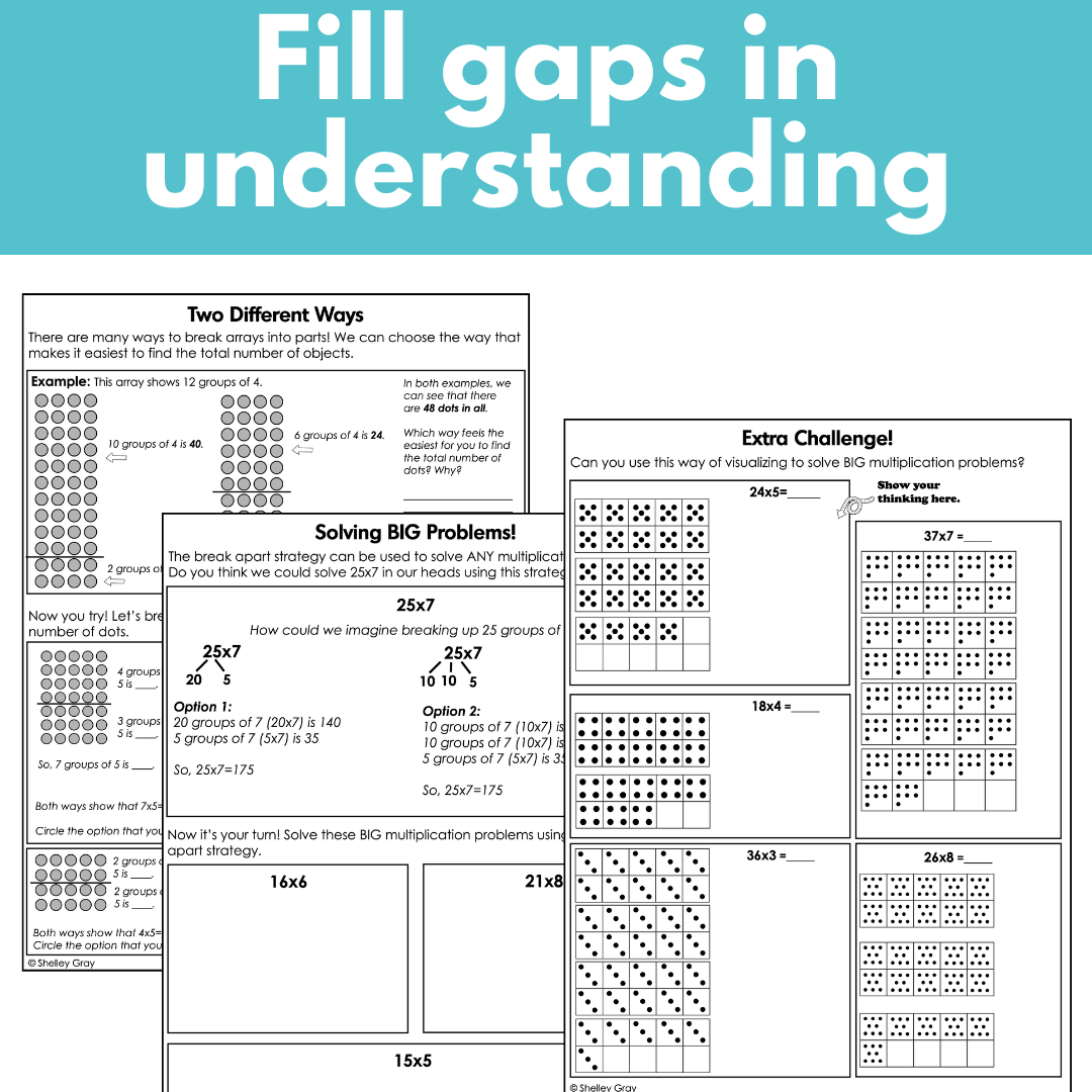 Mental Math Multiplication Worksheets: Connecting Related Facts Using Visuals