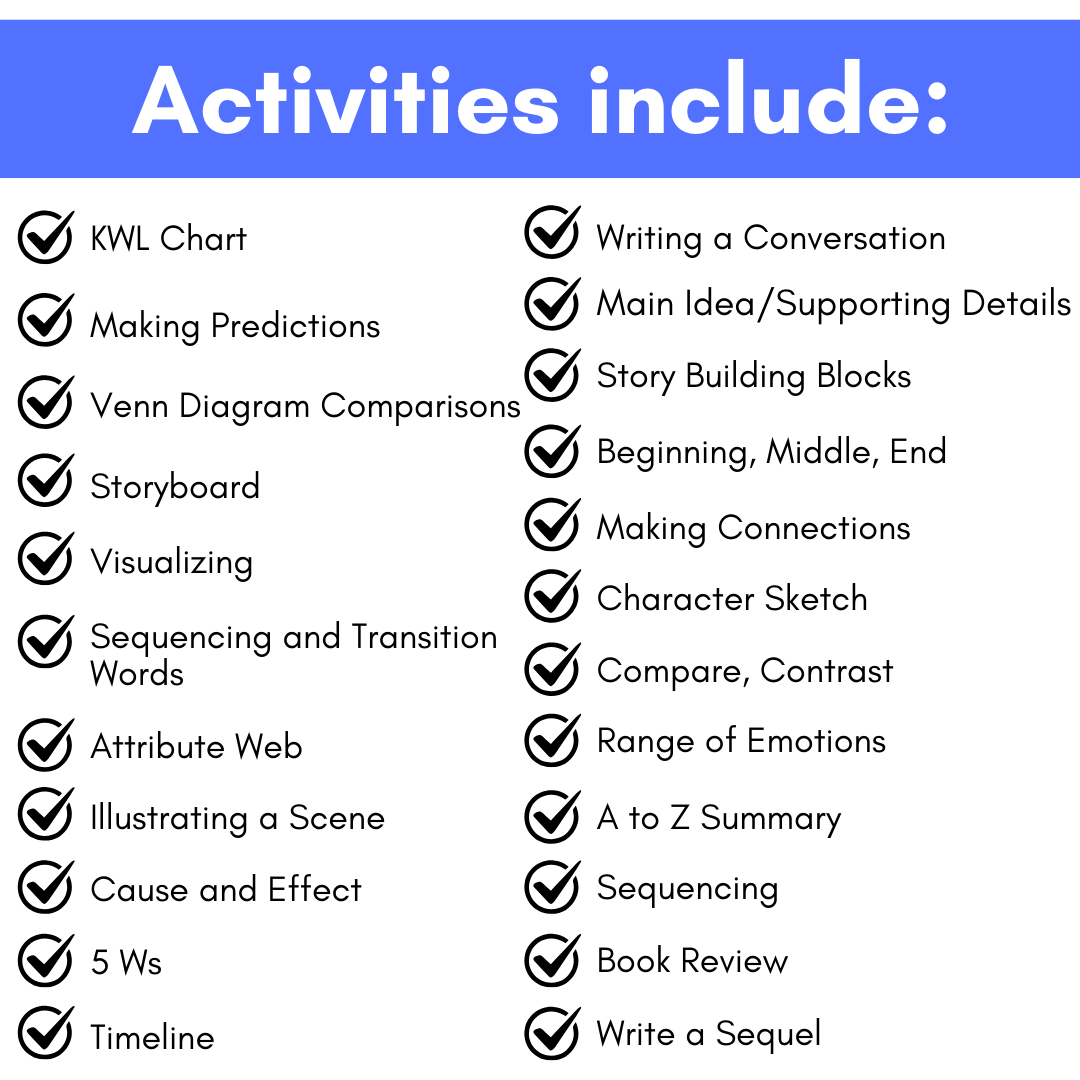 Reading Response Graphic Organizers for Any Book; Reading Activities