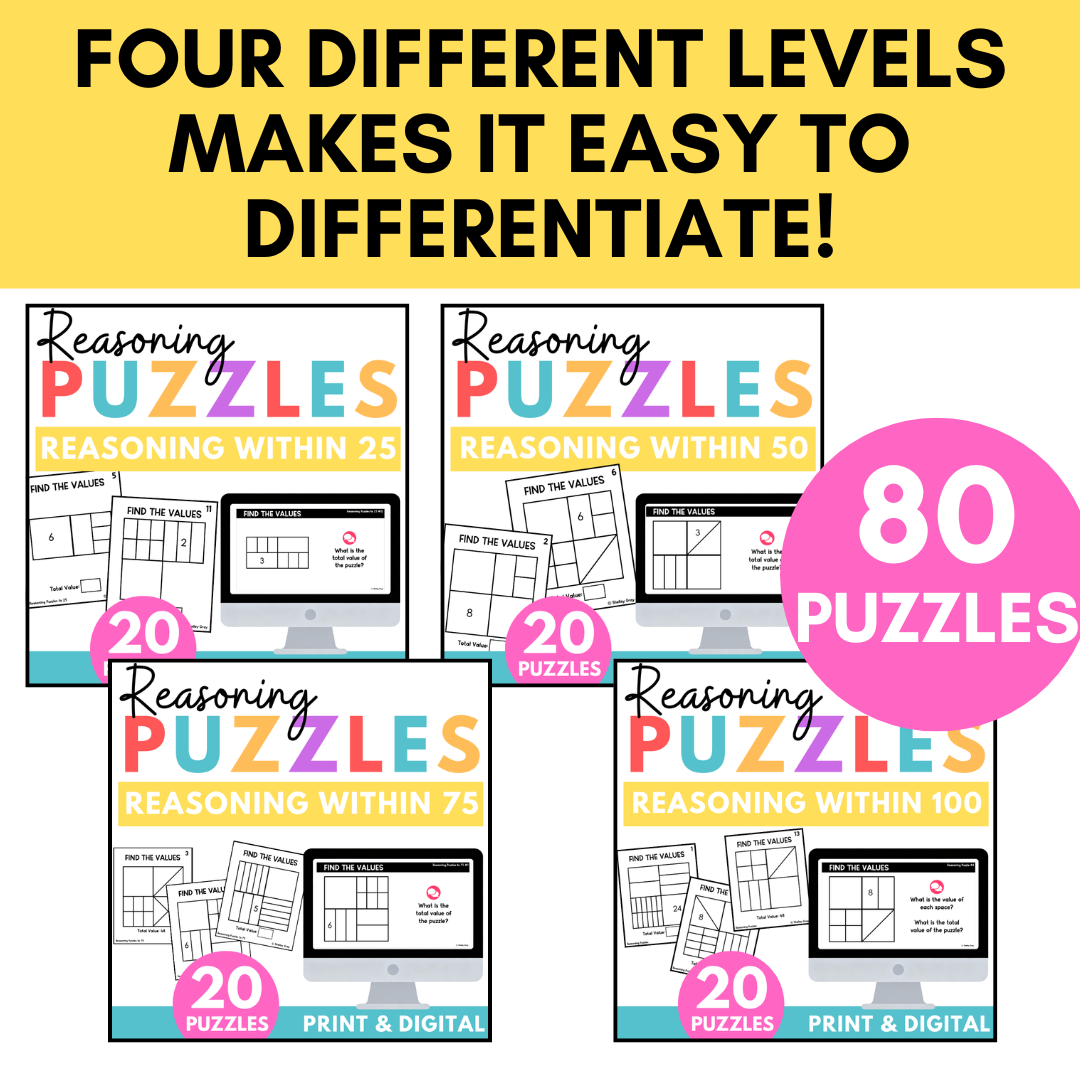Math Reasoning Puzzles to 100 Bundle | Problem Solving & Critical Thinking