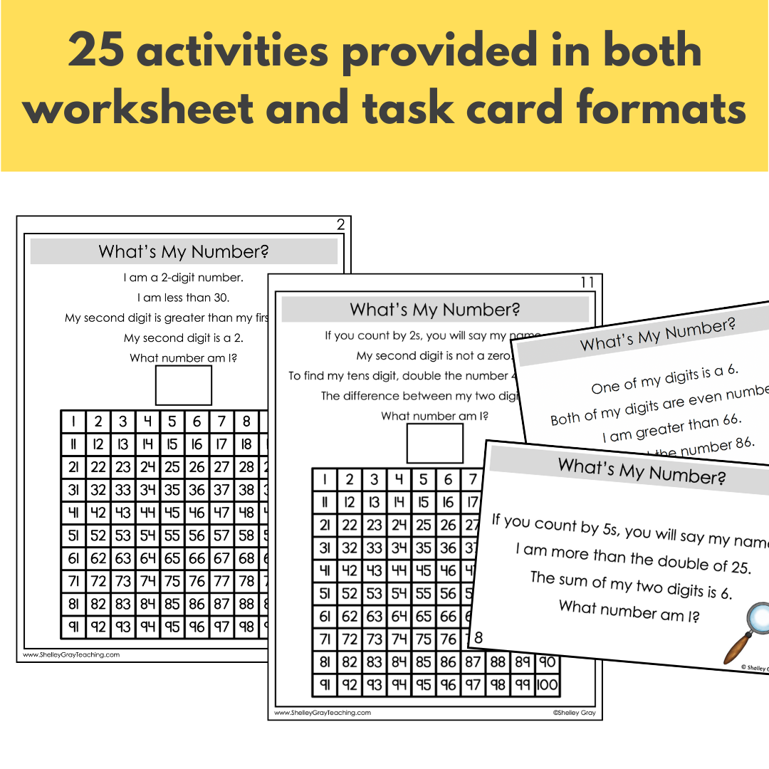 Hundred Chart Activities - What's My Number?