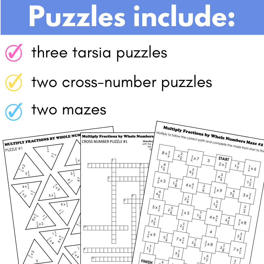 Multiplying Fractions by Whole Numbers, Fraction Math Puzzles