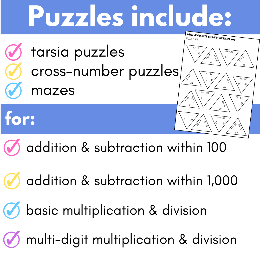Math Puzzles Multplication Math Puzzles for Addition, Subtraction, Multiplication, and Division B ...