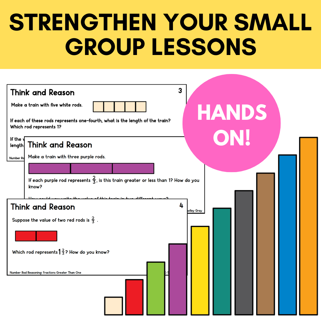 Number Rod Reasoning Tasks (Cuisenaire Rods) Fractions Greater Than One / Mixed