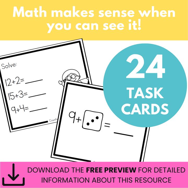 Addition Strategy Task Cards: Counting On (Sums to 20) FIRST GRADE
