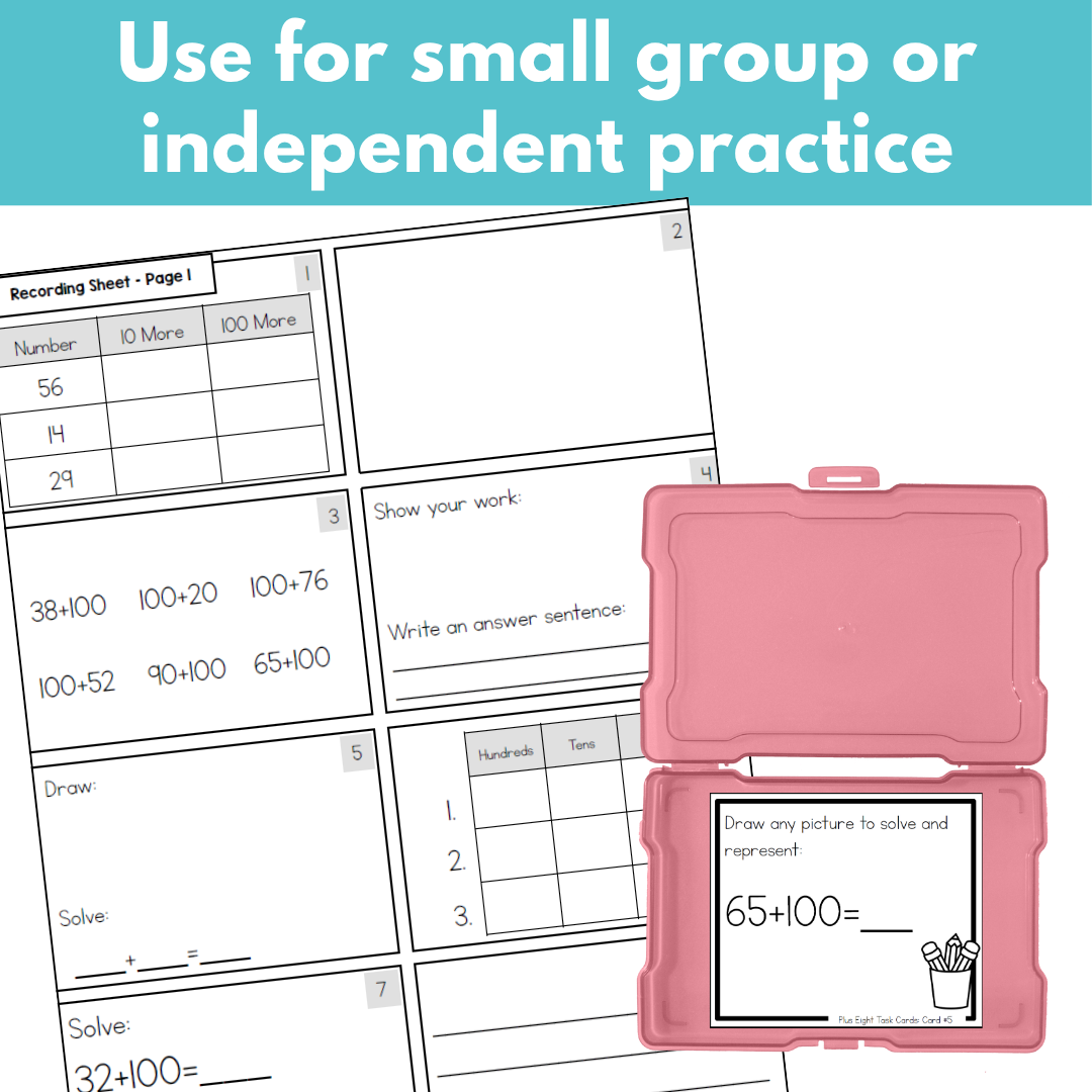 Addition Strategies Task Cards: Plus 100 (SECOND GRADE)