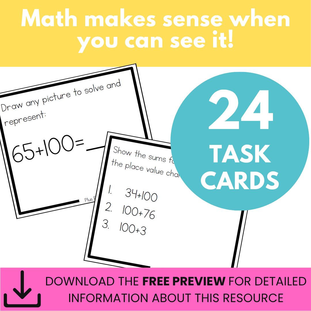 Addition Strategies Task Cards: Plus 100 (SECOND GRADE)