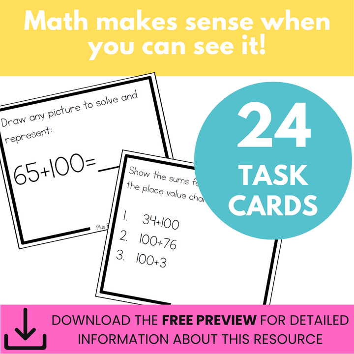 Addition Strategies Task Cards: Plus 100 (SECOND GRADE)