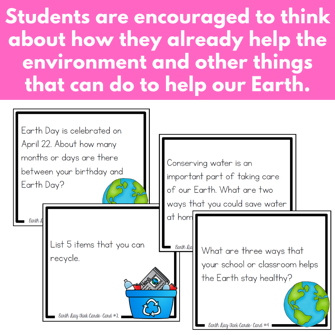 Earth Day Task Cards - April Center or Station Activity