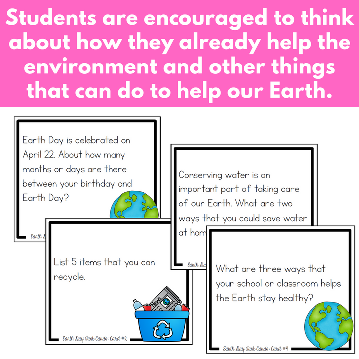 Earth Day Task Cards - April Center or Station Activity