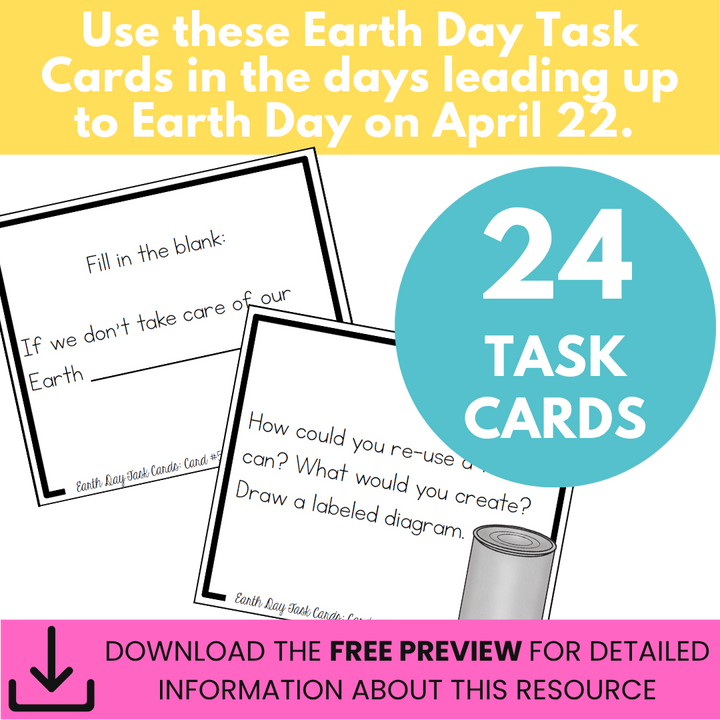 Earth Day Task Cards - April Center or Station Activity