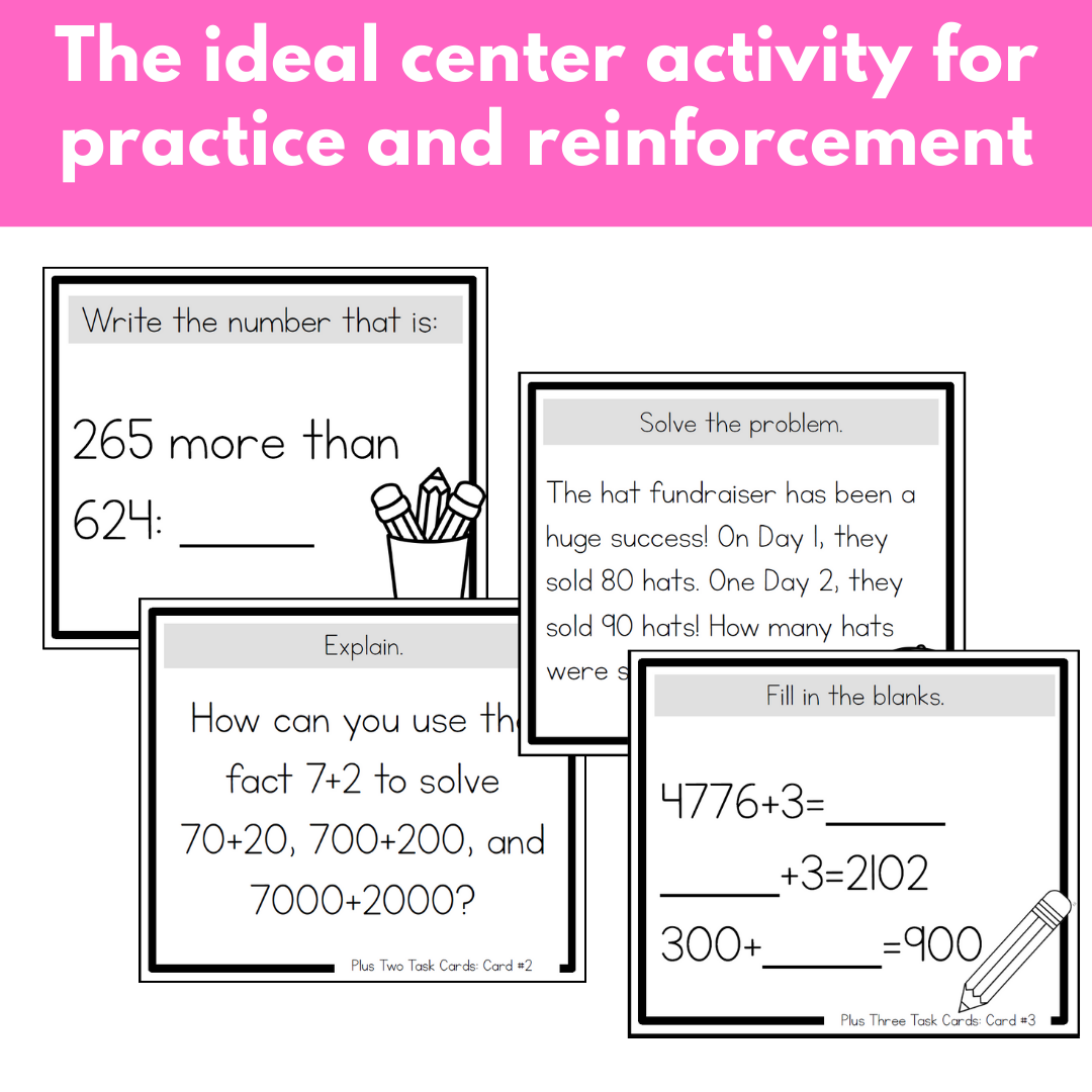 Addition Strategies Task Cards: Fourth Grade Bundle (Sums to 10,000)