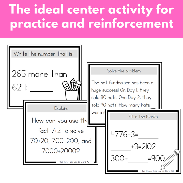 Addition Strategies Task Cards: Fourth Grade Bundle (Sums to 10,000)