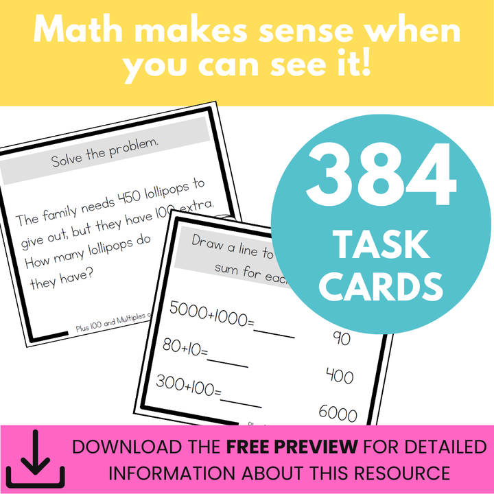 Addition Strategies Task Cards: Fourth Grade Bundle (Sums to 10,000)