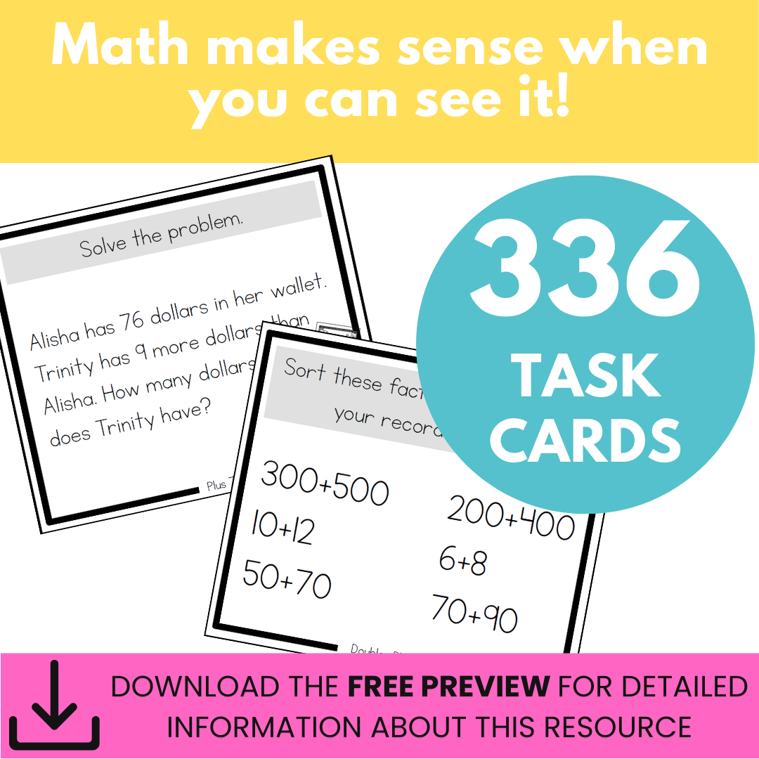 Addition Strategies Task Cards: Third Grade Bundle (Sums to 1000)