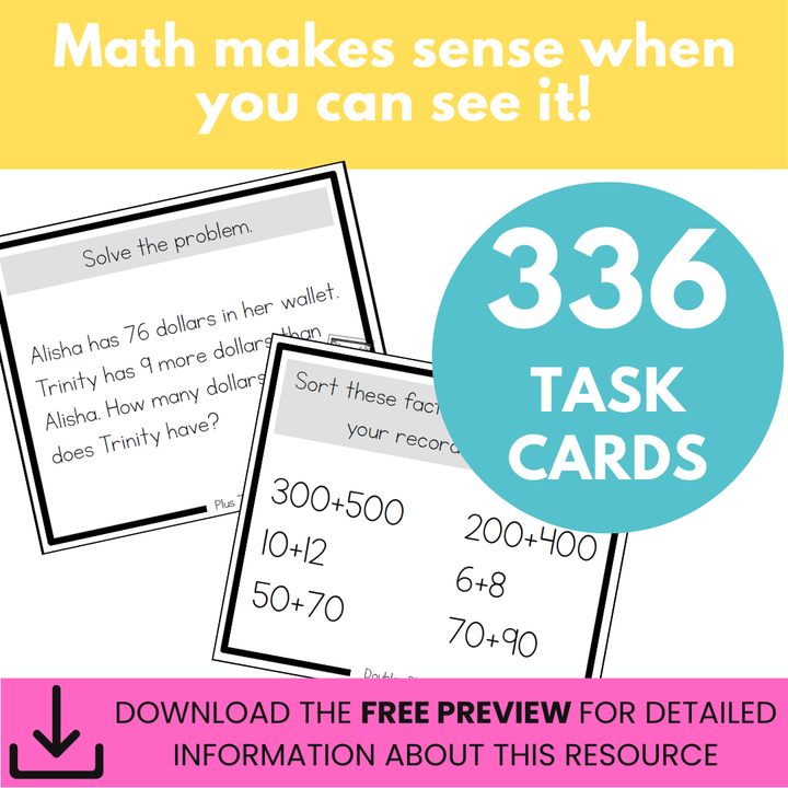 Addition Strategies Task Cards: Third Grade Bundle (Sums to 1000)