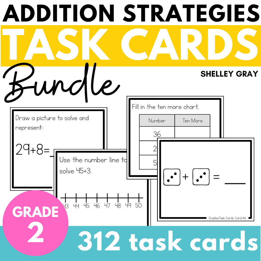 Addition Strategies Task Cards: Second Grade Bundle (Sums to 100)