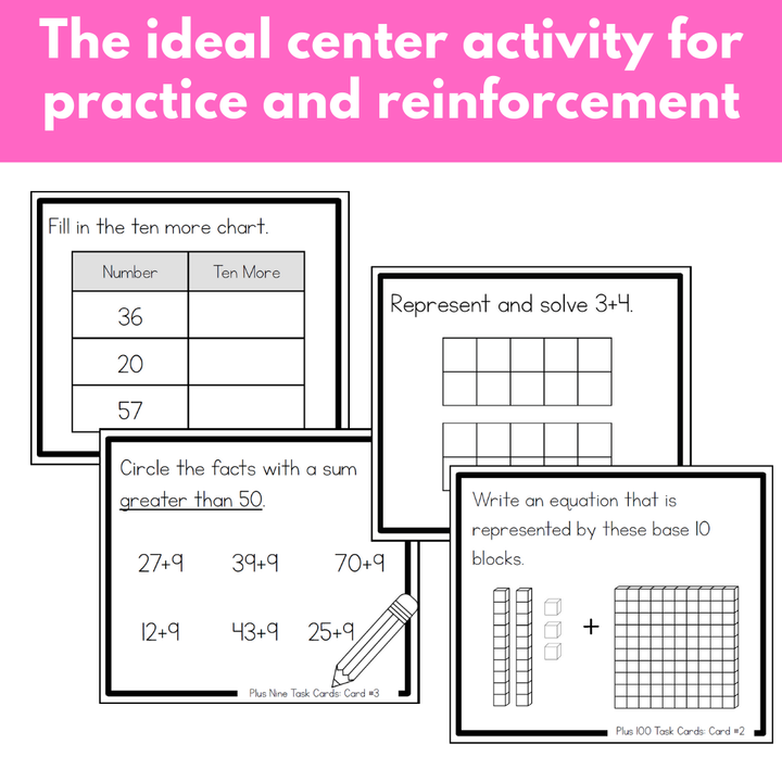 Addition Strategies Task Cards: Second Grade Bundle (Sums to 100)