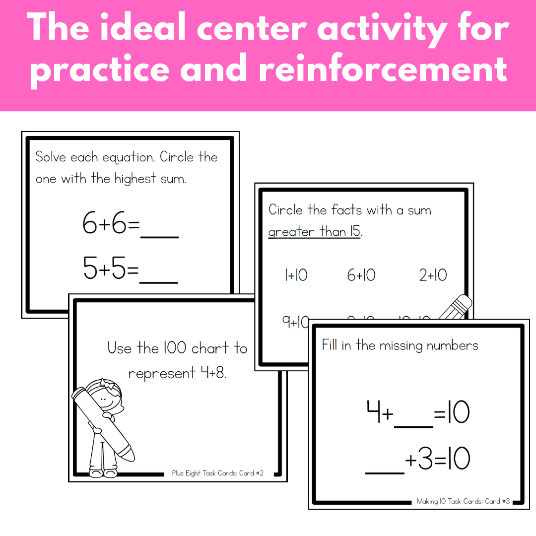 Addition Strategies Task Cards: First Grade Bundle (Sums to 20)