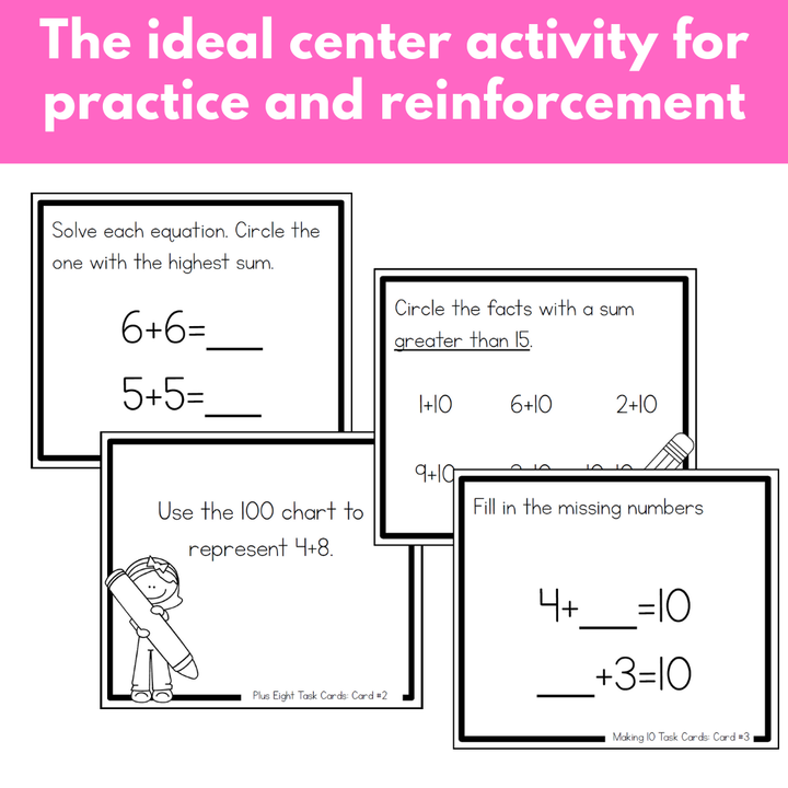 Addition Strategies Task Cards: First Grade Bundle (Sums to 20)