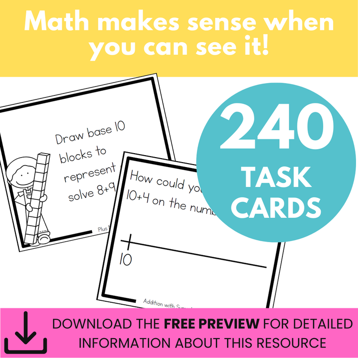 Addition Strategies Task Cards: First Grade Bundle (Sums to 20)