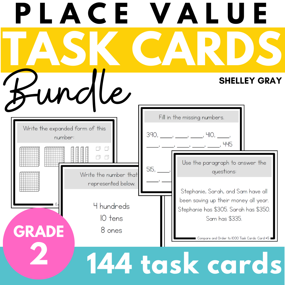 2nd Grade Place Value Task Cards - Numbers to 1,000