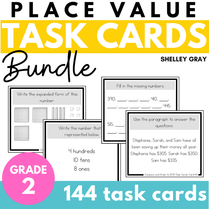 2nd Grade Place Value Task Cards - Numbers to 1,000