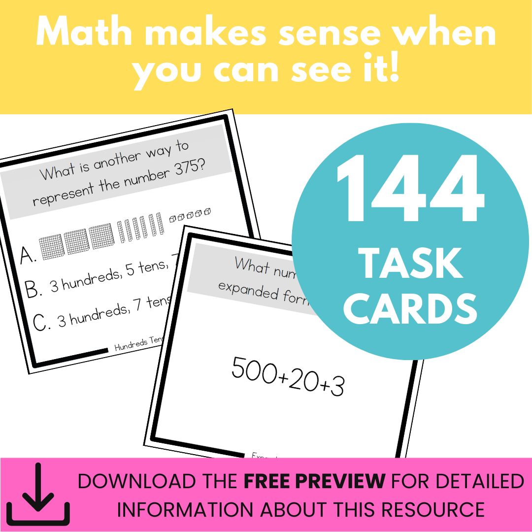 2nd Grade Place Value Task Cards - Numbers to 1,000
