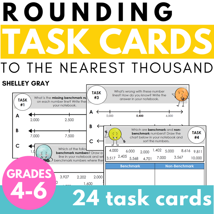 Rounding to the Nearest Thousand Task Cards | Numbers Within 10,000
