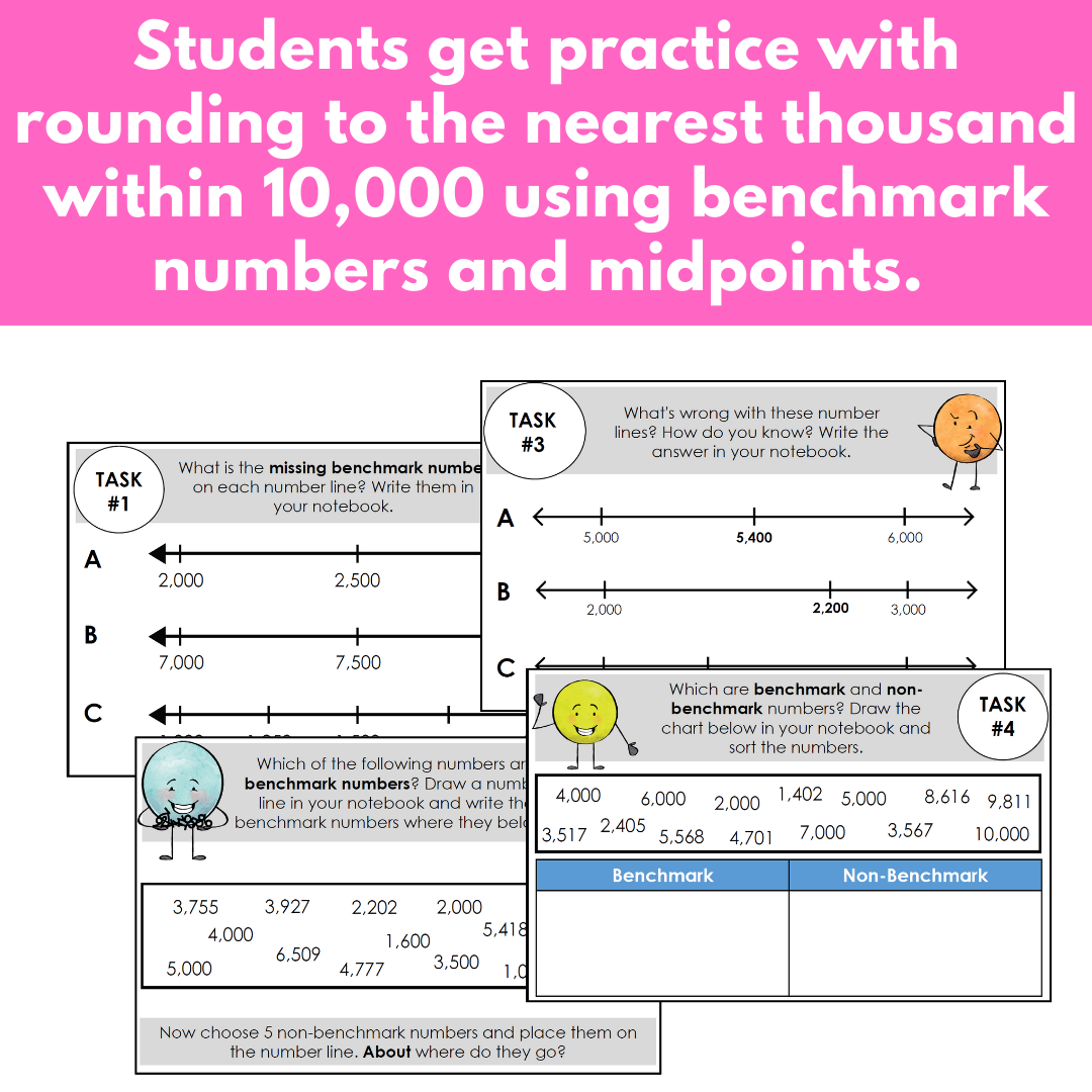 Rounding to the Nearest Thousand Task Cards | Numbers Within 10,000