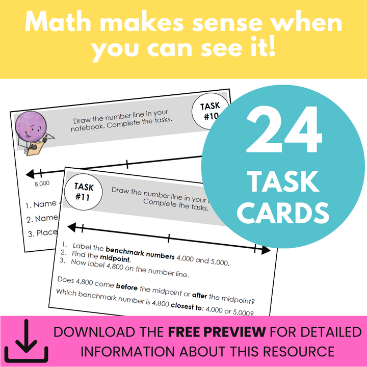Rounding to the Nearest Thousand Task Cards | Numbers Within 10,000
