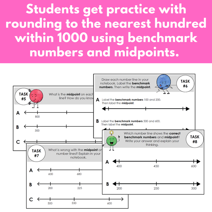 Rounding to the Nearest Hundred Task Cards | Numbers Within 1,000