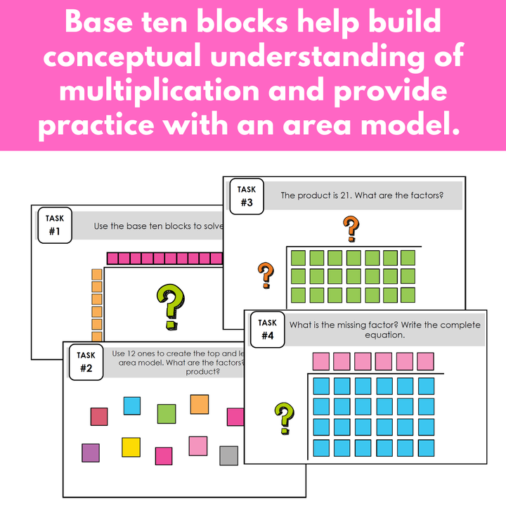Area Model for Basic Multiplication Facts | Using Base Ten Blocks