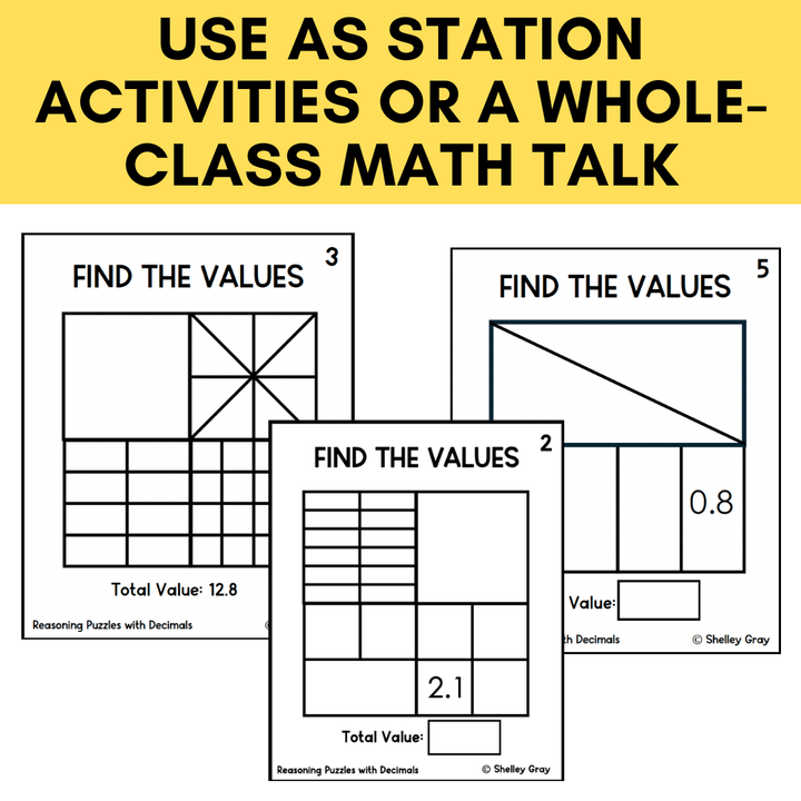 Math Reasoning Puzzles Decimals to Tenths | Grades 5-8 Problem Solving