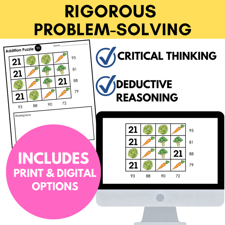 Addition & Subtraction Problem Solving to 100 Logic Puzzles | Critical Thinking