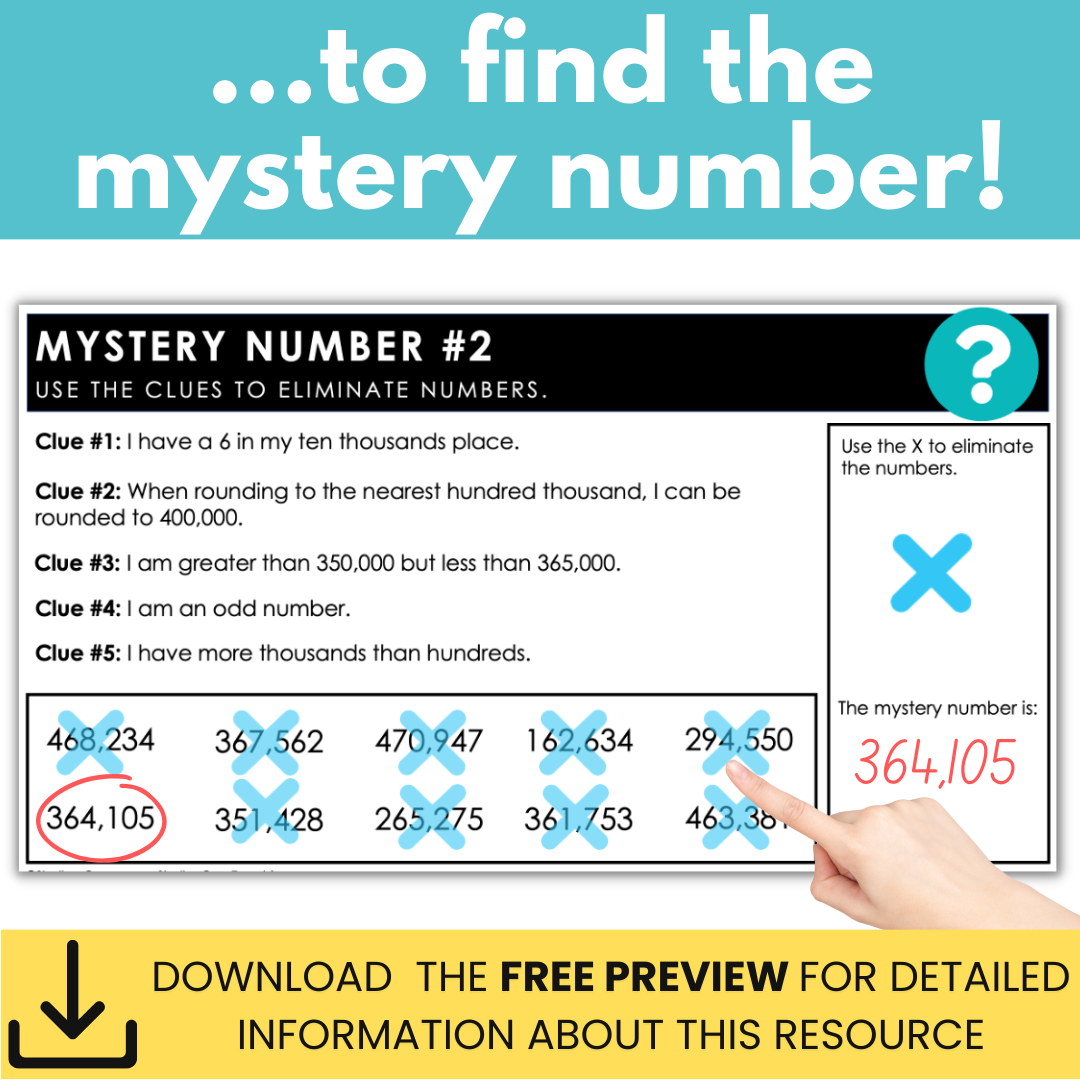 Math Vocabulary 6-Digit Mystery Numbers - Problem-Solving, Morning Work