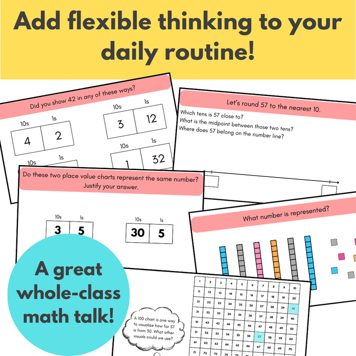 Place Value Teaching Slides, 2-Digit, Build Deep Understanding, Math Talks