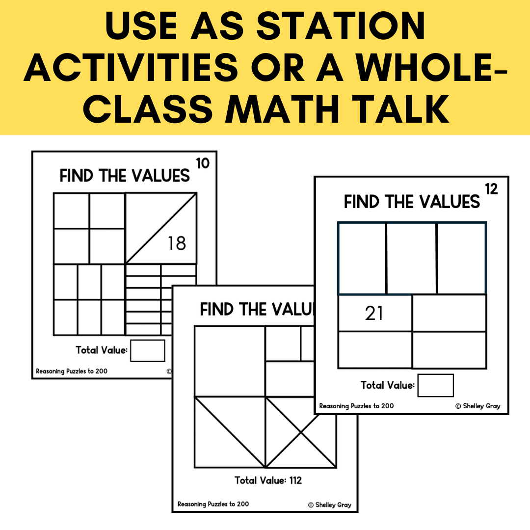 Math Reasoning Puzzles to 200 | Grade 3-5 Problem Solving & Number Sense