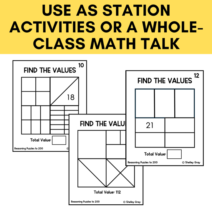 Math Reasoning Puzzles to 200 | Grade 3-5 Problem Solving & Number Sense