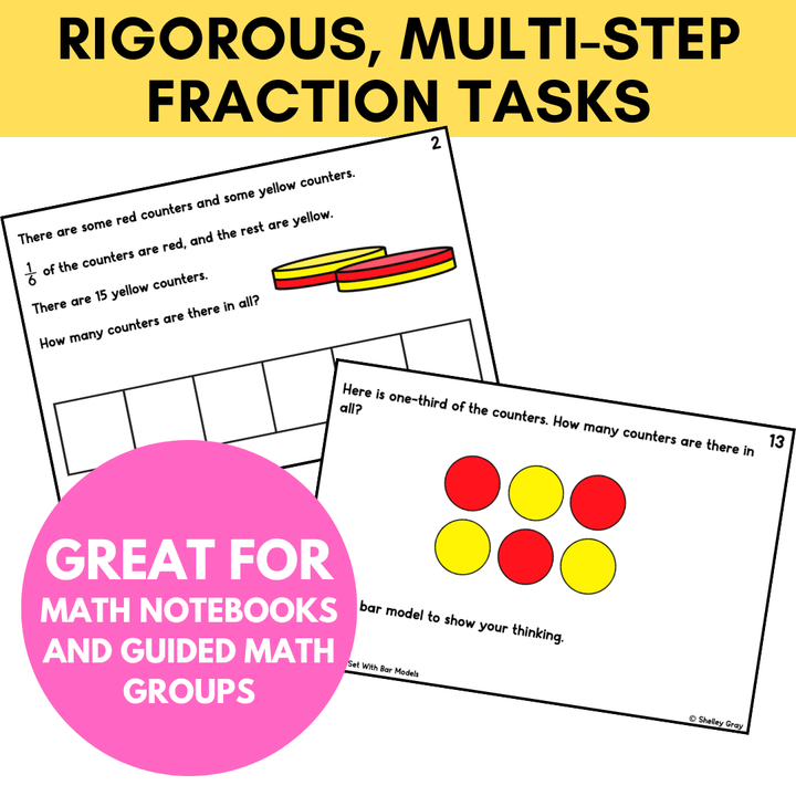 Fractions of a Set Task Cards with Bar Models | Fractions of a Group | CRA Model