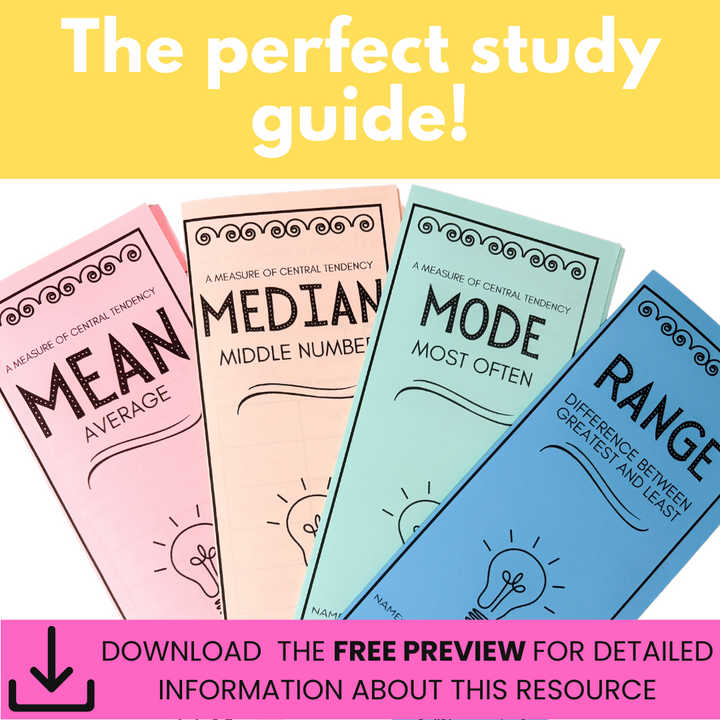 Mean Median Mode Range Activities, Tri-Fold Brochure