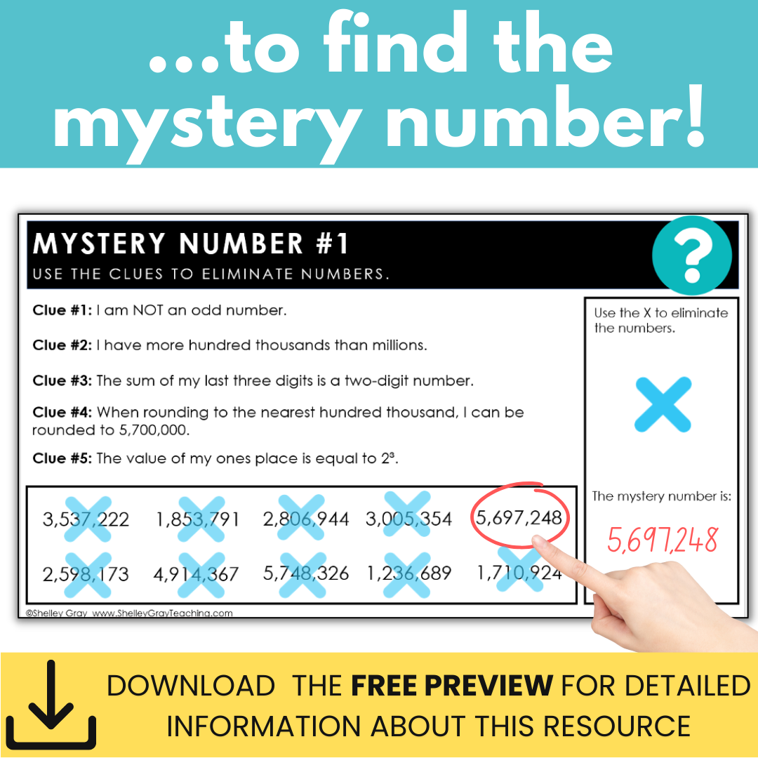 Math Vocabulary 7-Digit Mystery Numbers - Problem-Solving, Morning Work