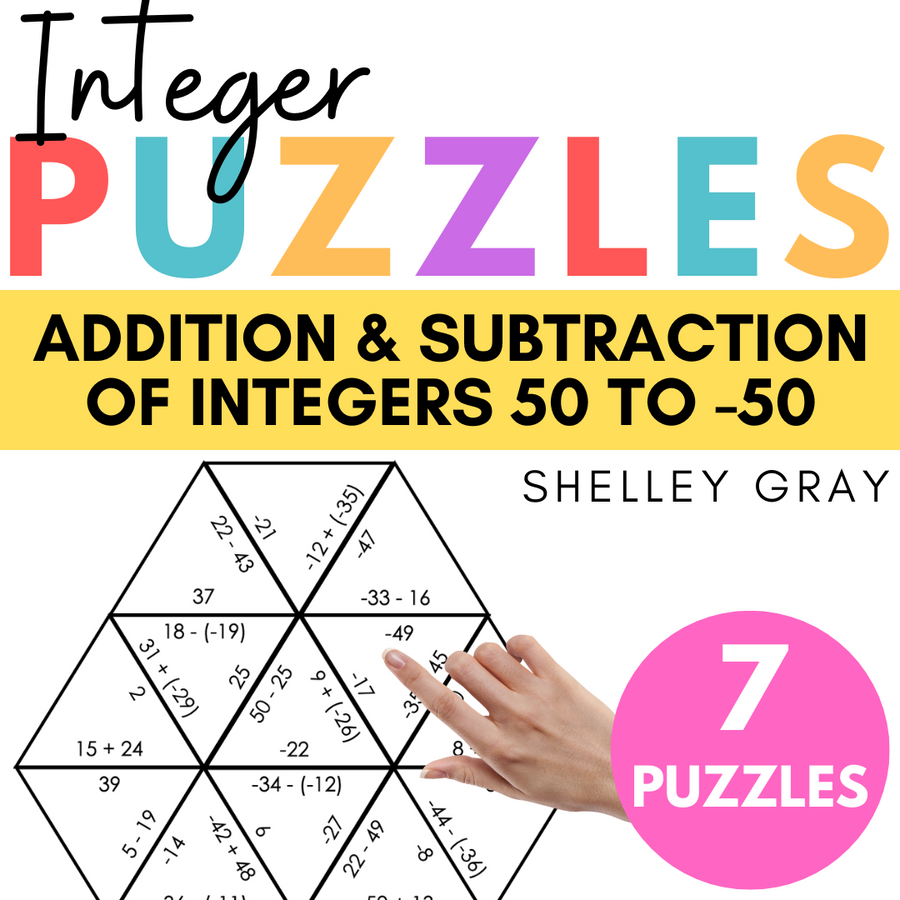 Adding and Subtracting Integers (+50 to -50) Math Puzzles and Mazes ...