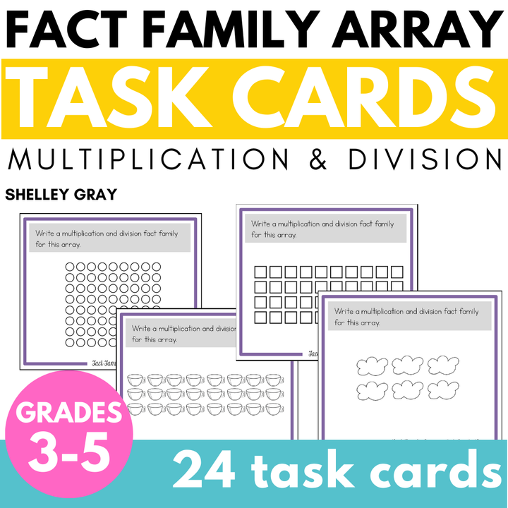 Multiplication and Division Fact Family Task Cards With Arrays
