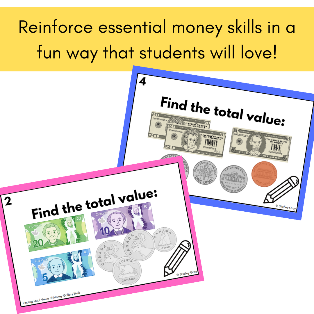 Learning Money Values Money Values Activities - Around the Room Gallery Walk – Shelley Gray ...