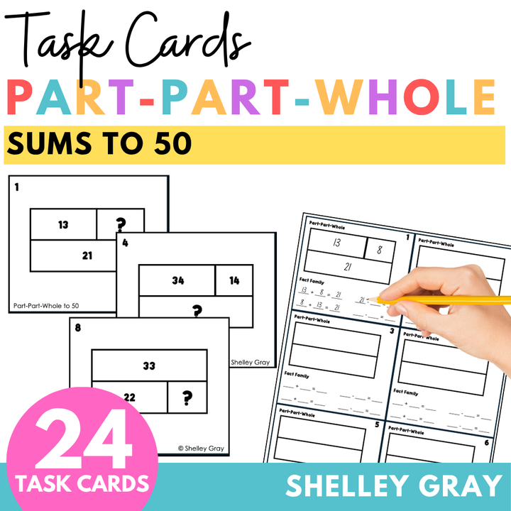 Part-Part-Whole Task Cards: Sums to 50 | Connecting Addition & Subtraction
