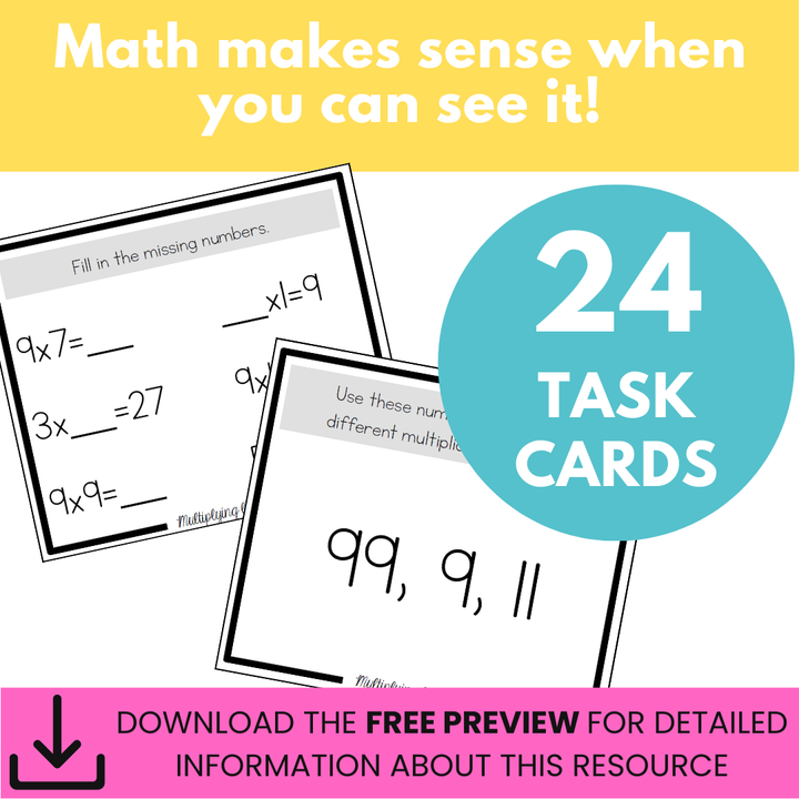 Multiplication Task Cards - x9 Multiplication Facts