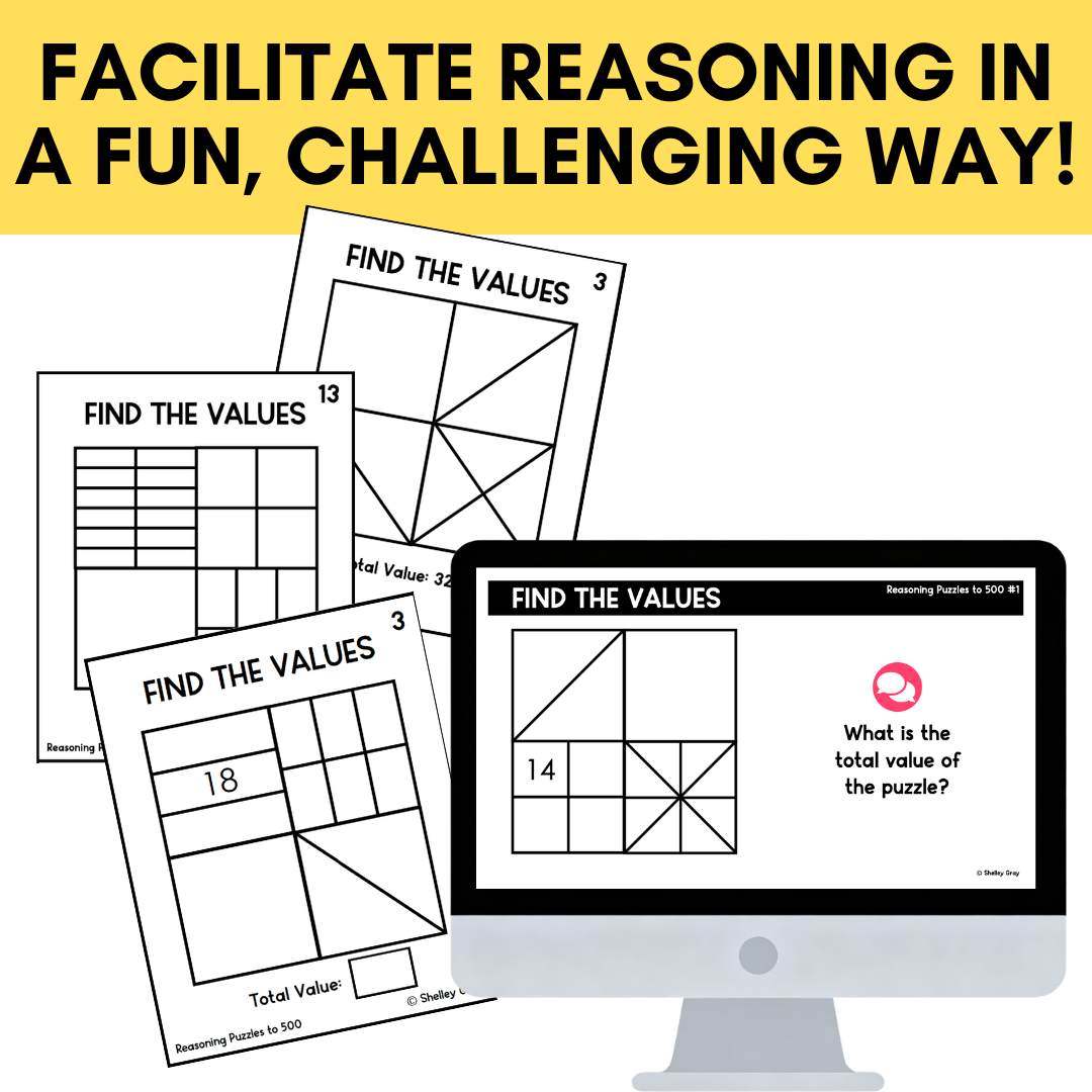 Math Reasoning Puzzles Values to 500 Bundle | Problem Solving Critical Thinking