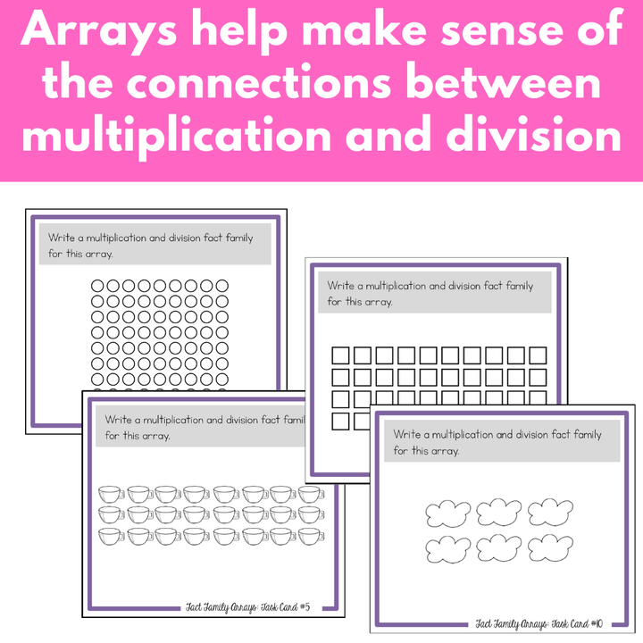 Multiplication and Division Fact Family Task Cards With Arrays